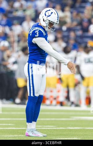Colts Kicker Spencer Shrader 3 Kicks A Field Goal August 16 2025 Colts Kicker Spencer Shrader 3 Lines Up Field Goal During Nfl Preseason Game Action Against The Green Bay Packers At Lucas Oil Stadium In Indiana John Mersitscsm 3cebfhr