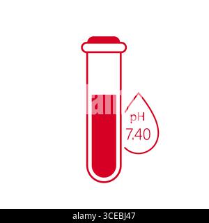 Ph blood icon. Normal human blood ph Level. Health care concept. Flat Vector illustration Stock Vector