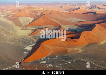 Aerial view of ancient sand dunes in Namib-Naukluft National Park, Namibia, Africa Stock Photo
