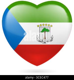 Heart with Equatorial Guinea Flag Colors. I Love Equatorial Guinea Stock Vector