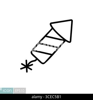 A dynamic icon of a festive firework rocket with a lit fuse, ready to launch. This illustration is perfect for conveying excitement, celebration, and Stock Vector