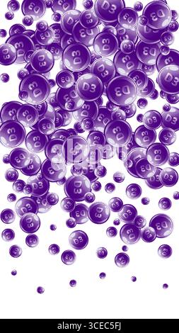 Vitamin D3 round capsules. Beauty treatment and nutrition skin care. Medical and scientific background. Wellness concept. Stock Vector