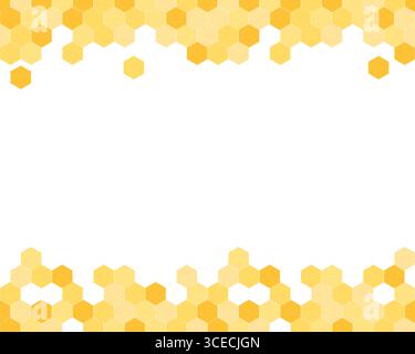 Seamless horizontal border pattern with honeycomb. Cute beekeeping frame design isolated on white background. Vector illustration. Stock Vector