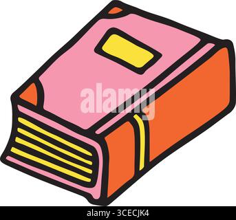 Doodle book icon hand drawn with black line in freehand style and colored Stock Vector