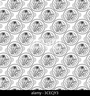 Outline Salmon Steak and Brussels sprouts on Grill Pan Healthy Eating Food Poster Minimal Background. Isolated Vector illustration Healthy Food Poster Backdrop Banners, leaflets, price tag, media post Stock Vector