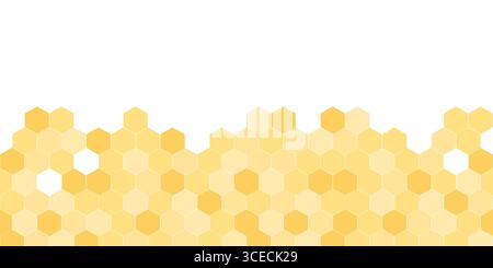 Seamless border pattern with honeycomb. Cute beekeeping frame design isolated on white background. Vector illustration. Stock Vector