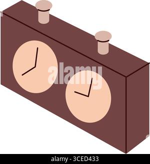 Classic chess clock vector in isometric style for game and design use Stock Vector