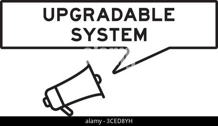 Megaphone icon with speech bubble in word upgradable system on white background Stock Vector