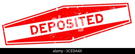Grunge red deposited word hexagon rubber seal stamp on white background Stock Vector
