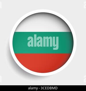 Flag of Bulgaria, round icon with shadow, national symbol Stock Vector