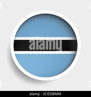 Flag of Botswana, round icon with shadow, national symbol Stock Vector