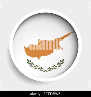 Flag of Cyprus, round icon with shadow, national symbol Stock Vector