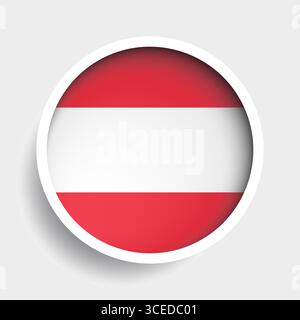 Flag of Austria, round icon with shadow, national symbol Stock Vector