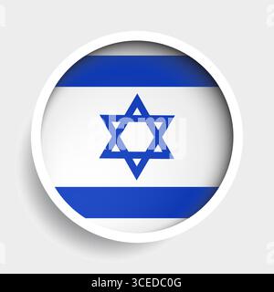 Flag of Israel, round icon with shadow, national symbol Stock Vector