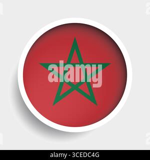 Flag of Morocco, round icon with shadow, national symbol Stock Vector
