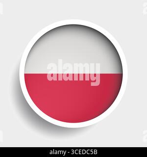 Flag of Poland, round icon with shadow, national symbol Stock Vector