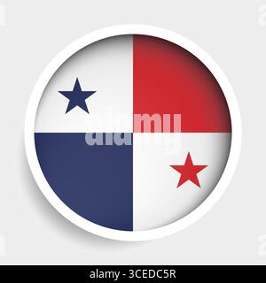 Flag of Panama, round icon with shadow, national symbol Stock Vector