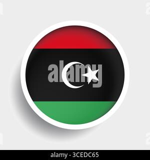 Flag of Libya, round icon with shadow, national symbol Stock Vector