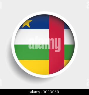 Flag of Central African Republic, round icon with shadow, national symbol Stock Vector