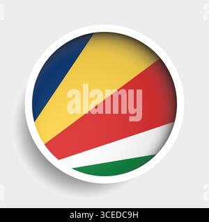Flag of Seychelles, round icon with shadow, national symbol Stock Vector