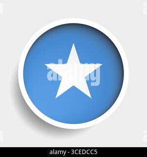 Flag of Somalia, round icon with shadow, national symbol Stock Vector