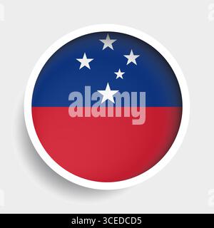 Flag of Samoa, round icon with shadow, national symbol Stock Vector