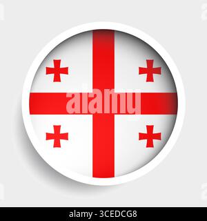 Flag of Georgia, round icon with shadow, national symbol Stock Vector