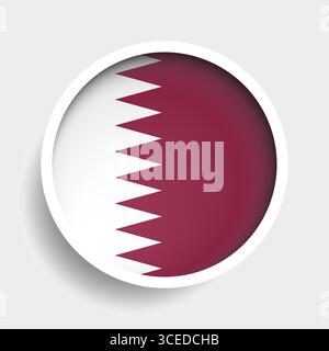 Flag of Qatar, round icon with shadow, national symbol Stock Vector