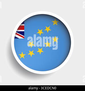 Flag of Tuvalu, round icon with shadow, national symbol Stock Vector