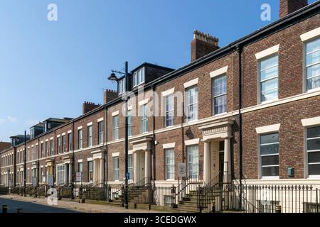 Early Victorian terraced houses historic listed buildings, West Sunniside, Sunderland, Tyne and Wear, England, UK now offices Stock Photo