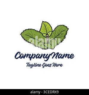 Green Fresh Mint Bud Leaf Illustration for Candy or Nature Herb Logo Design Vector Stock Vector