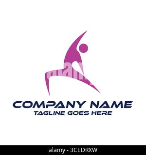 Abstract Human Gym Exercise Gymnastic Yoga Pilates Sport Icon Symbol Logo Design Vector Stock Vector