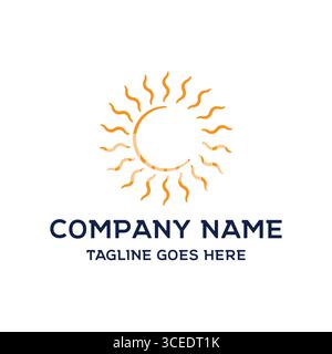 Simple Minimalist Sun or Sunrise Icon Symbol Illustration Design Vector Stock Vector