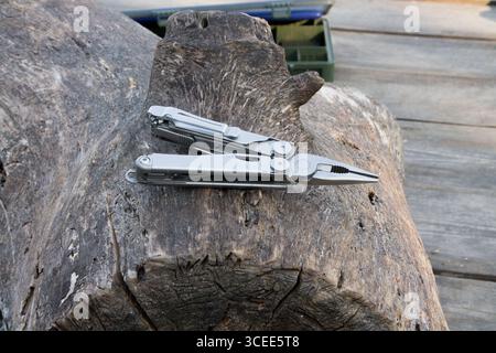 Plier on wood. Stock Photo