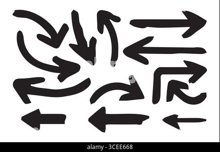 Arrows set for business plan, presentation and education. Hand drawn arrow collection. Vector illustration Stock Vector