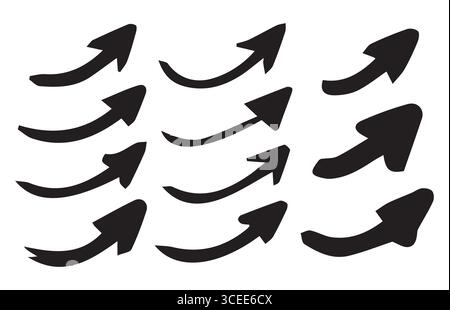 Arrows set for business plan, presentation and education. Hand drawn arrow collection. Vector illustration Stock Vector