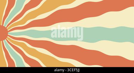 Groovy Retro Sun Burst Wave Background Stock Vector