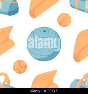 Seamless Flat Fitness Pattern Stock Vector