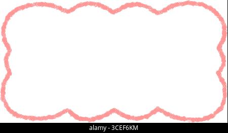 Groovy Crayon Scallop Rectangle Outline Frame Stock Vector