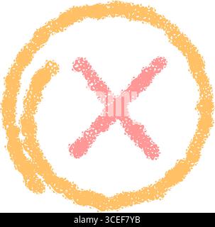 Chalk Pastel Checkbox Cross Icon Element Stock Vector