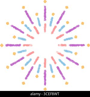 Pastel Crayon Festive Firework Pattern Stock Vector