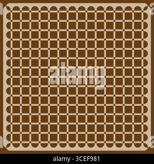 Brown checker grid. Rounded square pattern. Retro lattice Vector. Beige contrast design. Stock Vector