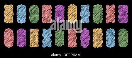 Groovy Crayon Sketched Hand Drawn Wavy Frame Set Stock Vector