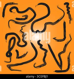 Abstract brush strokes. Wavy line pattern. Dynamic scribble design. Vector organic shape. Stock Vector