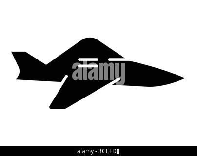 This image features a simple black silhouette of a fighter jet, perfect for graphics, illustrations, and designs related to aviation or military theme Stock Vector
