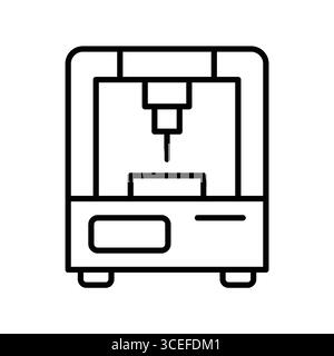 This line art illustration features a 3D printer, showcasing its modern design and technological innovation. Perfect for creative projects related to Stock Vector