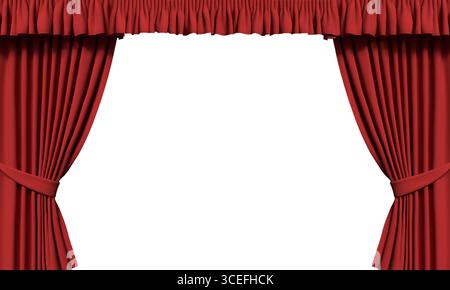 red orange pink color curtain velvet theatre red curtain textile opera white isolated background object curtain velvet red cinema present award film s Stock Photo