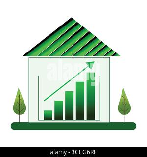 House silhouette with an increasing price chart inside. Stock Vector