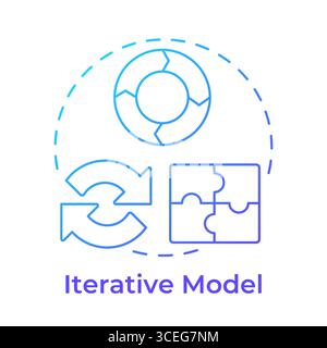 Iterative model blue gradient concept icon Stock Vector