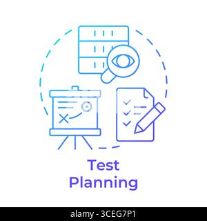 Test planning blue gradient concept icon Stock Vector